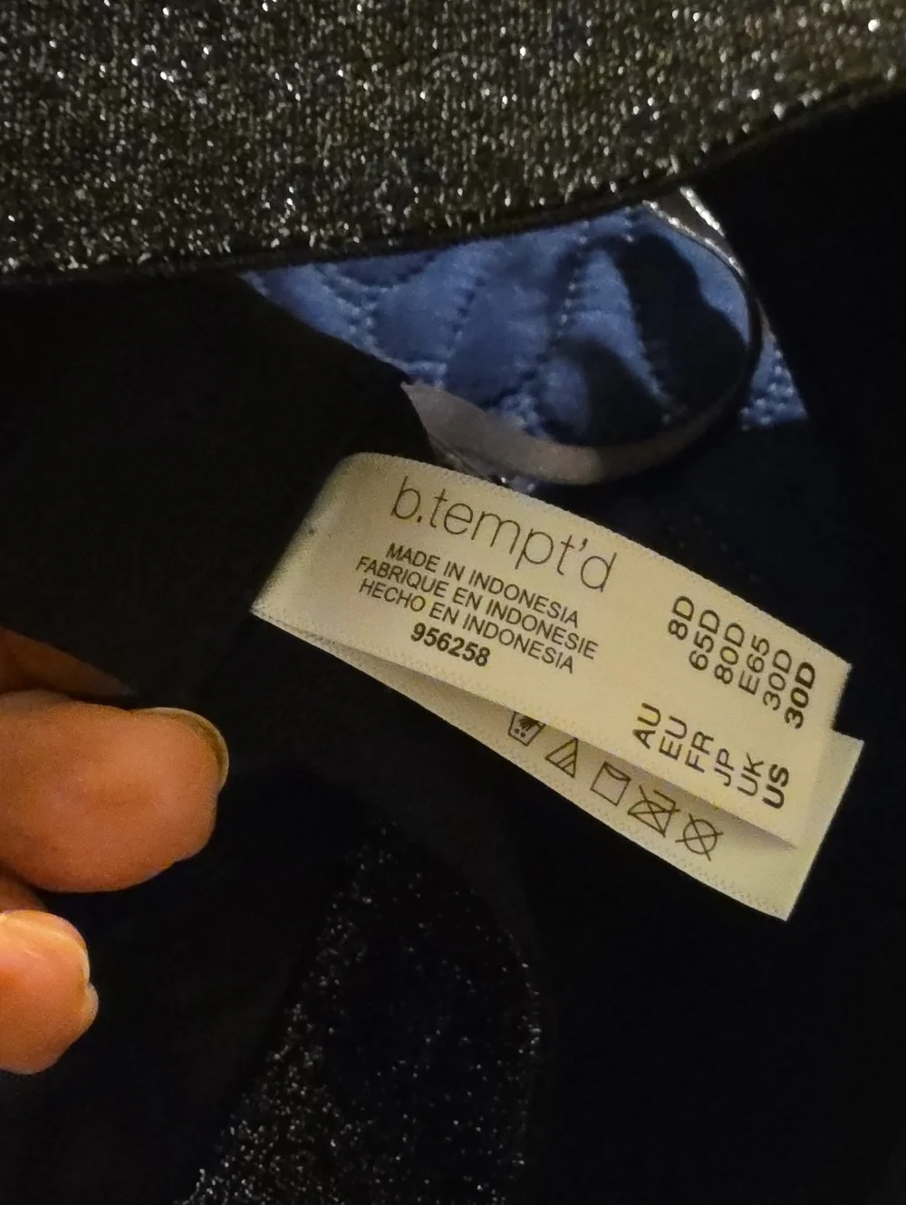 b.tempte'd Room Service Wire Free T-Shirt Lightly Padded Black Glitter Band 30D